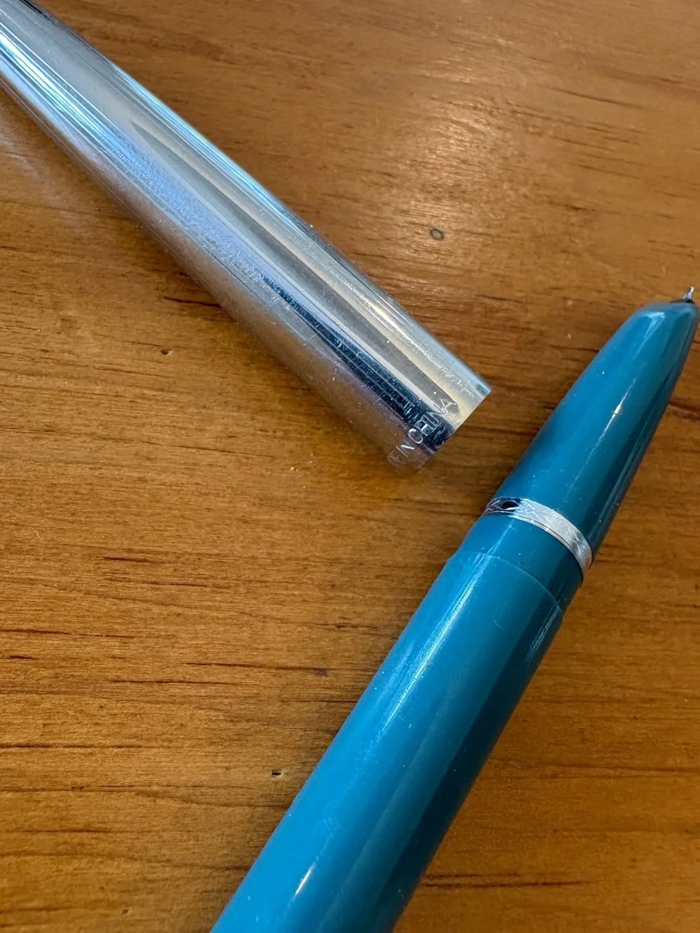 Vintage Wing Sung 703 Fountain Pen Blue Chrome Trim Chinese Pen